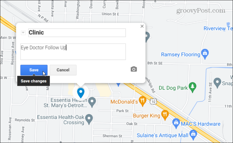 PIN de nume pentru hartă Google personalizată