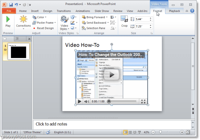 un videoclip în PowerPoint 2010 de pe YouTube