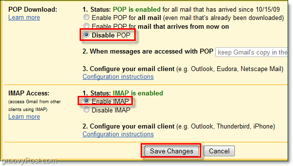 Conectați Gmail la Outlook 2010 utilizând IMAP