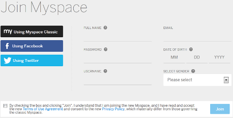 Configurare profil Myspace nou