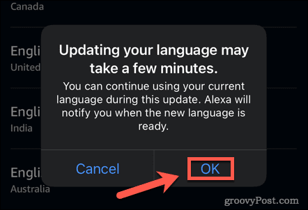 Alexa confirmă actualizarea limbii