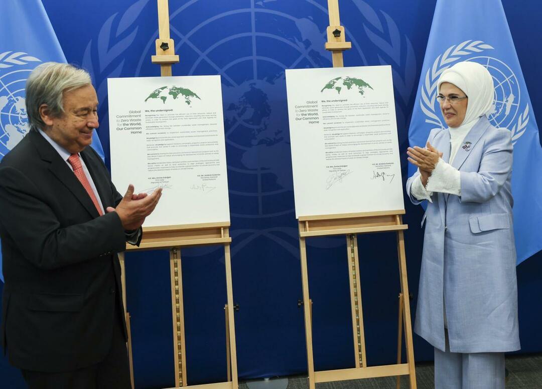 Emine Erdoğan sa întâlnit cu secretarul general al ONU în cadrul proiectului zero deșeuri
