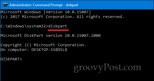 DiskPart linia de comandă Windows 10