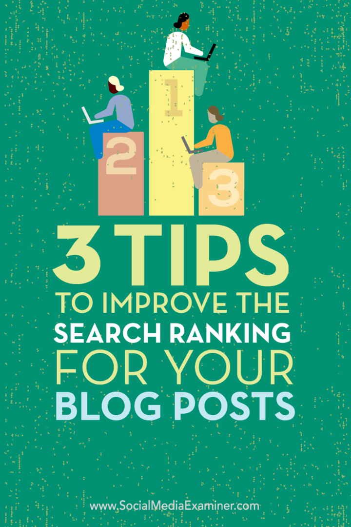 Sfaturi despre trei moduri de a îmbunătăți clasarea căutării pentru postările de pe blog.