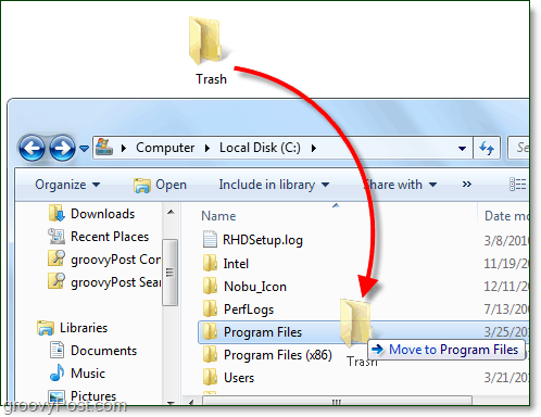 cum să mutați un folder în Windows 7