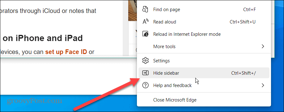 Dezactivați bara laterală Microsoft Edge
