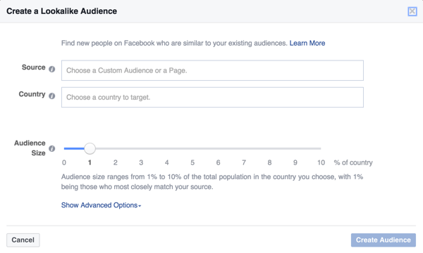 O tactică Facebook ar putea fi crearea unui public asemănător pentru a viza cu anunțurile dvs. Facebook.