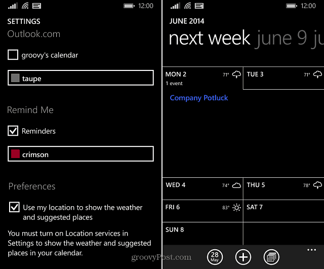 Windows Phone 8.1 Sfat: Afișați vremea direct în Calendar