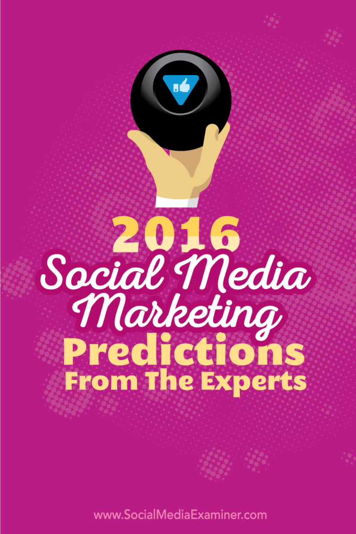2016 Predicții de marketing social media de la experți: examinator social media