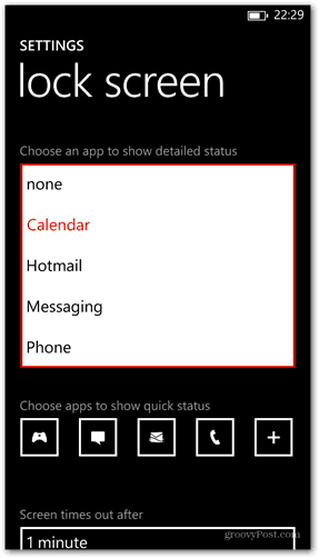 Windows Phone 8 personalizează starea detaliată a aplicației de blocare a ecranului