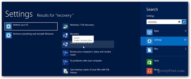 Cum se creează o unitate de recuperare Flash Windows 8