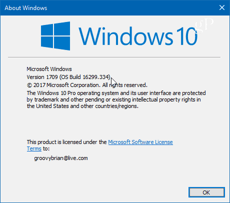 Winver build 16299-334