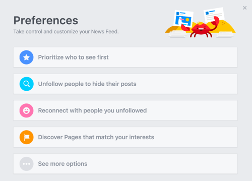 personalizați preferințele feedului de știri Facebook