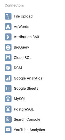 Google Data Studio vă permite să vă conectați la mai multe surse de date diferite.