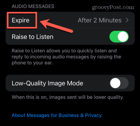 expirarea mesajului audio iPhone