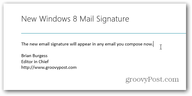Modificați semnătura implicită în Windows 8 Mail
