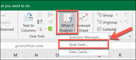 Butonul de opțiune Căutare obiectiv Excel