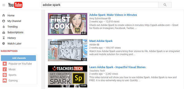 căutare adobe spark youtube