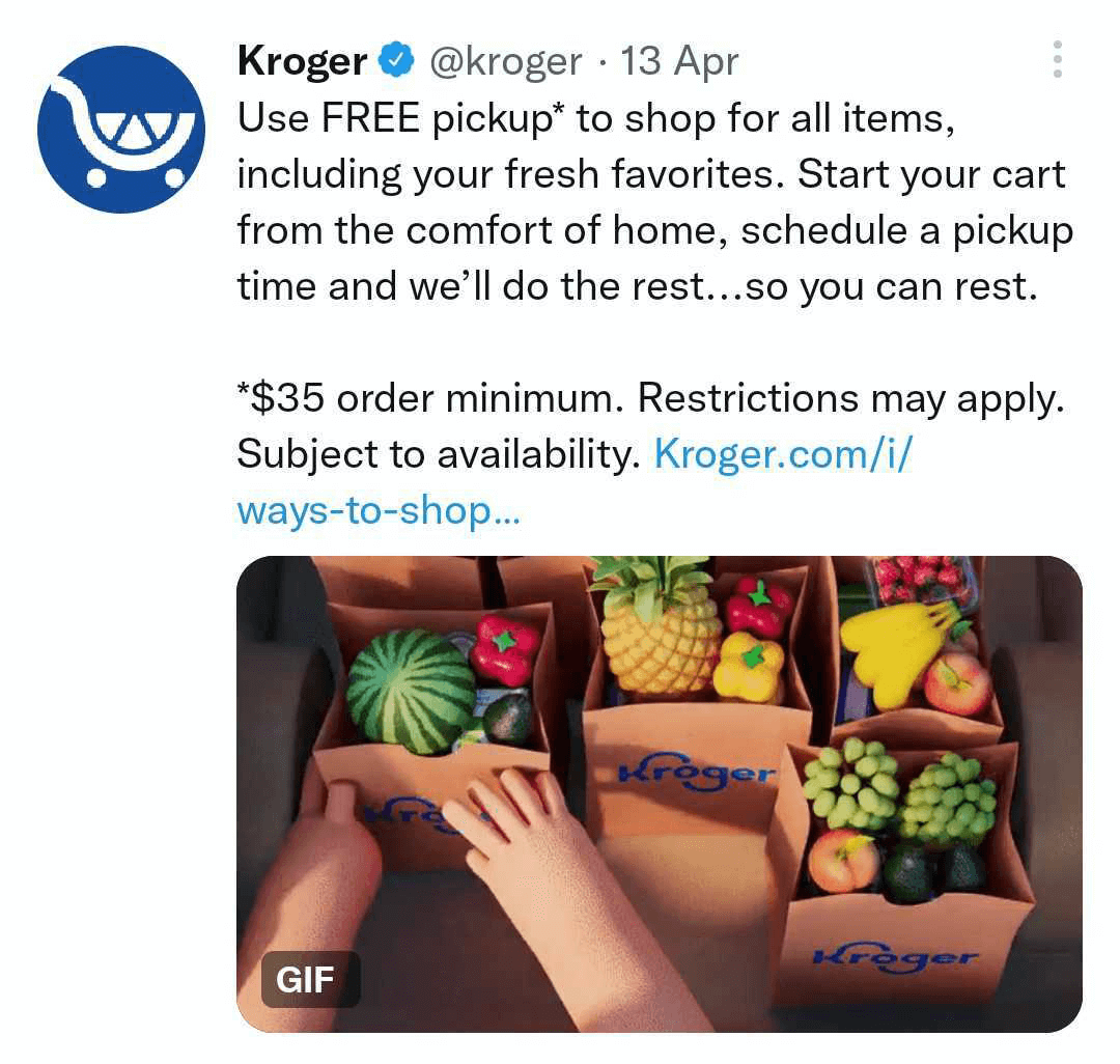 imagine a tweet-ului Kroger cu GIF