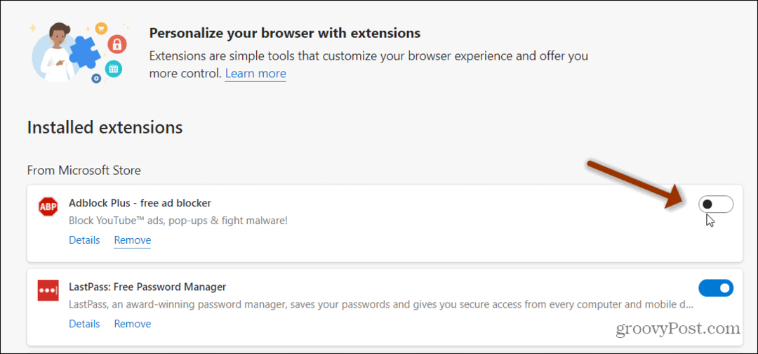 Cum se dezactivează extensiile în Microsoft Edge