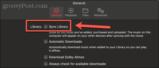 caseta de selectare Apple Music Sync mac