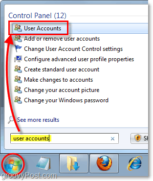 deschide panoul de control al conturilor de utilizator în Windows 7