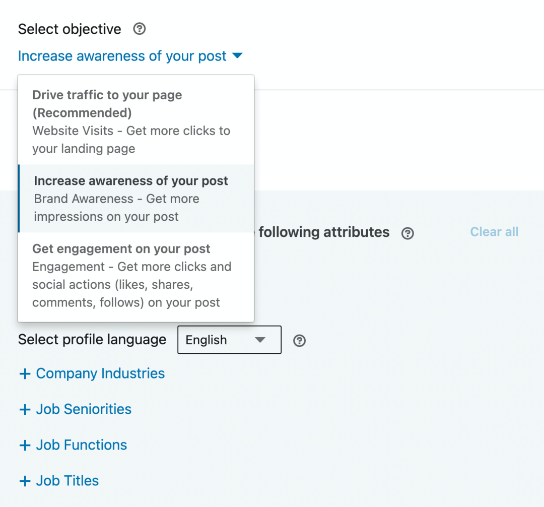 LinkedIn sporește obiectivele postării
