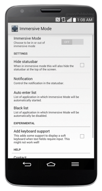 aplicația de mod imersiv google play android nexus pe ecran butoanele tastelor taste de navigare navkeys navbuttons ascunde jocuri android kit mobil kitkat kit kat app