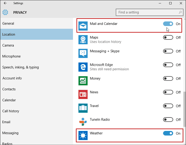 Confidențialitate Windows 10 Setări