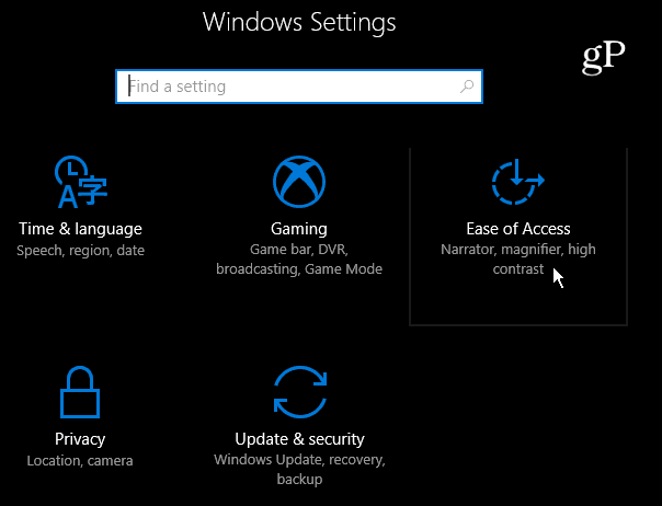 2 Setări ușoare de acces la Windows 10