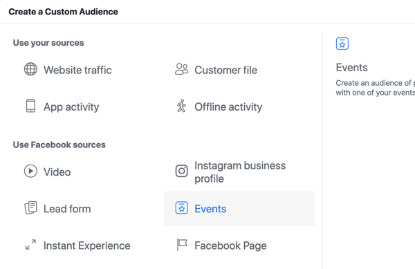 Cum să vă promovați evenimentul live pe Facebook, pasul 10, să creați public personalizat în Facebook Ads Manager pe baza vizualizărilor de pagină a evenimentului