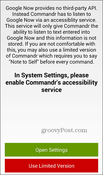 Utilizați Google Now și Commandr pentru a activa sau dezactiva funcțiile