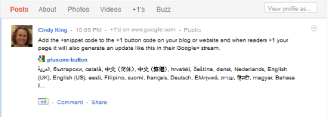 actualizare fragment Google +1