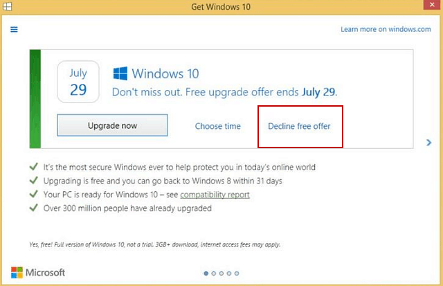Microsoft simplifică declinul Windows 10 gratuit