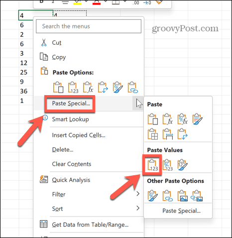 excel paste valori speciale