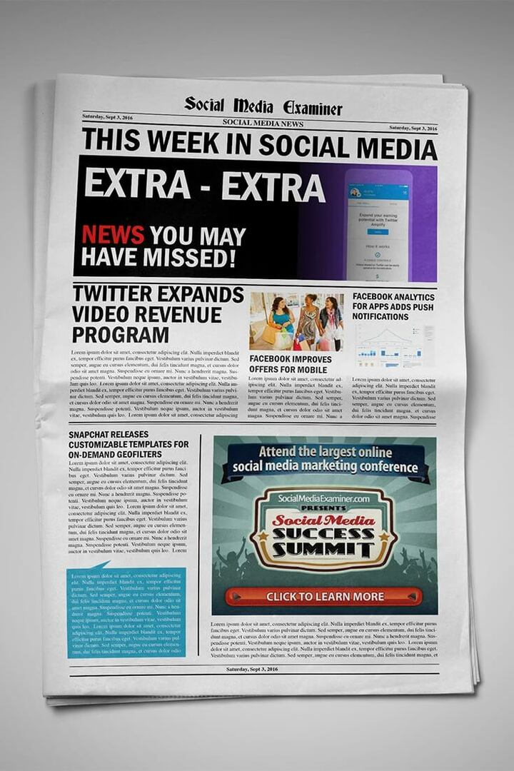 Twitter deschide anunțuri video în avans și partajarea veniturilor video și alte știri din rețelele sociale pentru 3 septembrie 2016.