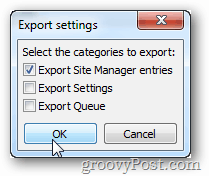 Exportați intrările Managerului de site
