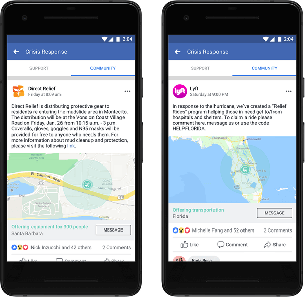 Facebook a anunțat că organizațiile și companiile pot posta acum în Ajutor comunitar și pot oferi informații și servicii esențiale pentru ca oamenii să primească ajutorul de care au nevoie într-o criză.