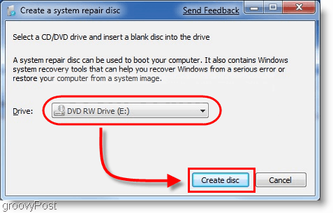 Windows 7: Creați un disc de reparare a sistemului
