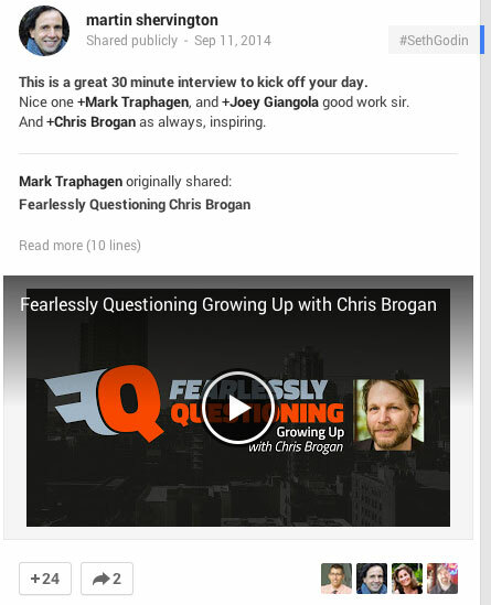 promovarea lui Chris Brogan pe google +