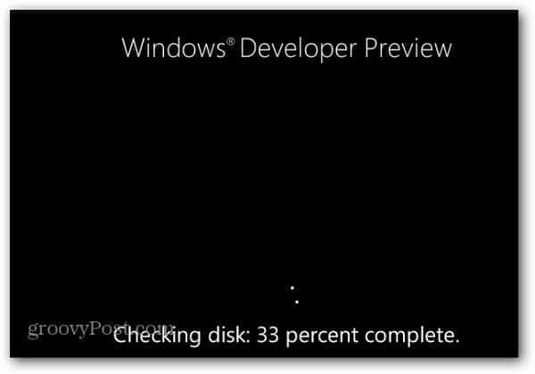 Funcția de verificare a discului Windows 8 de pe noul disc