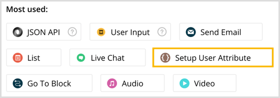 Selectați Configurare atribut utilizator în Chatfuel.