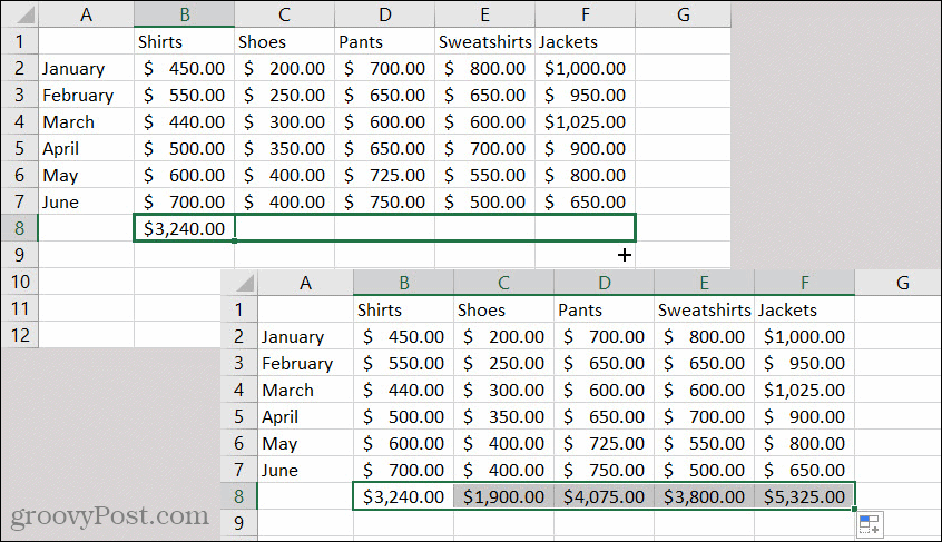 Formula de completare automată Excel