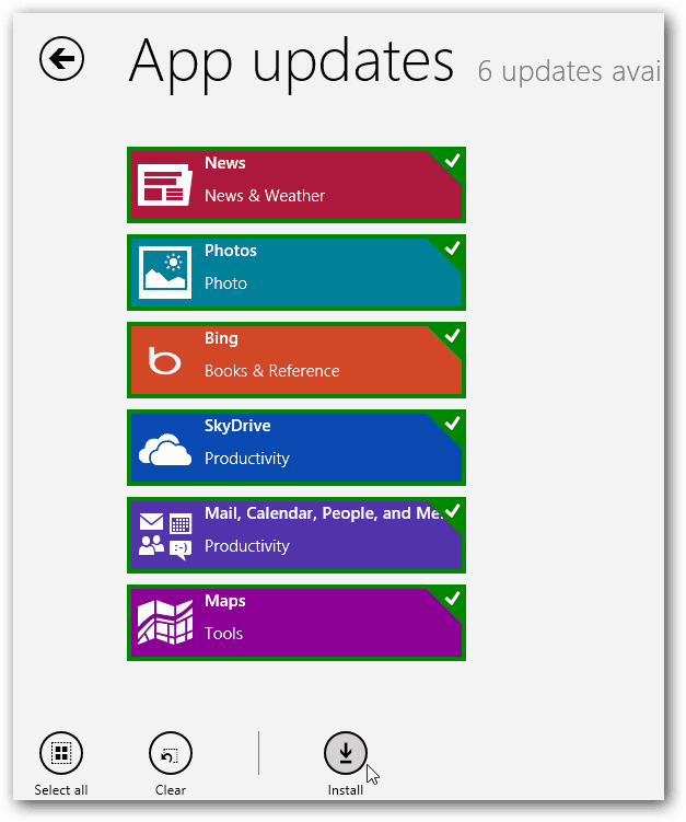 Actualizări pentru aplicații Windows 8