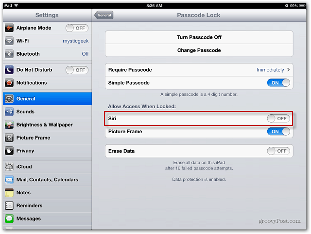 Dezactivați accesul ecranului de blocare Siri