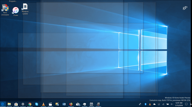 Funcția desktop peek Windows 10