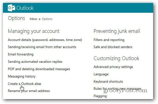 Cum să utilizați aliasuri Outlook.com
