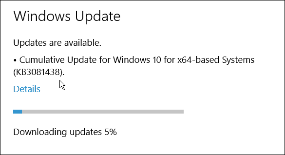 A treia actualizare cumulativă a Microsoft pentru Windows 10 (KB3081438)