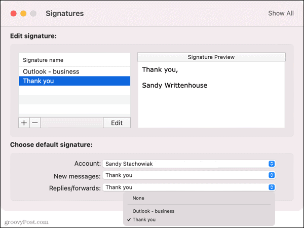 Selectați o semnătură implicită în Outlook