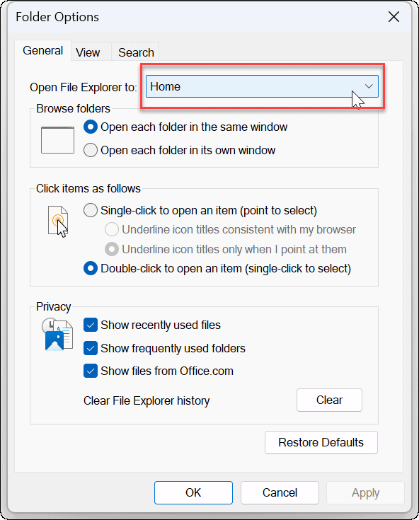 File Explorer Deschideți în OneDrive 
